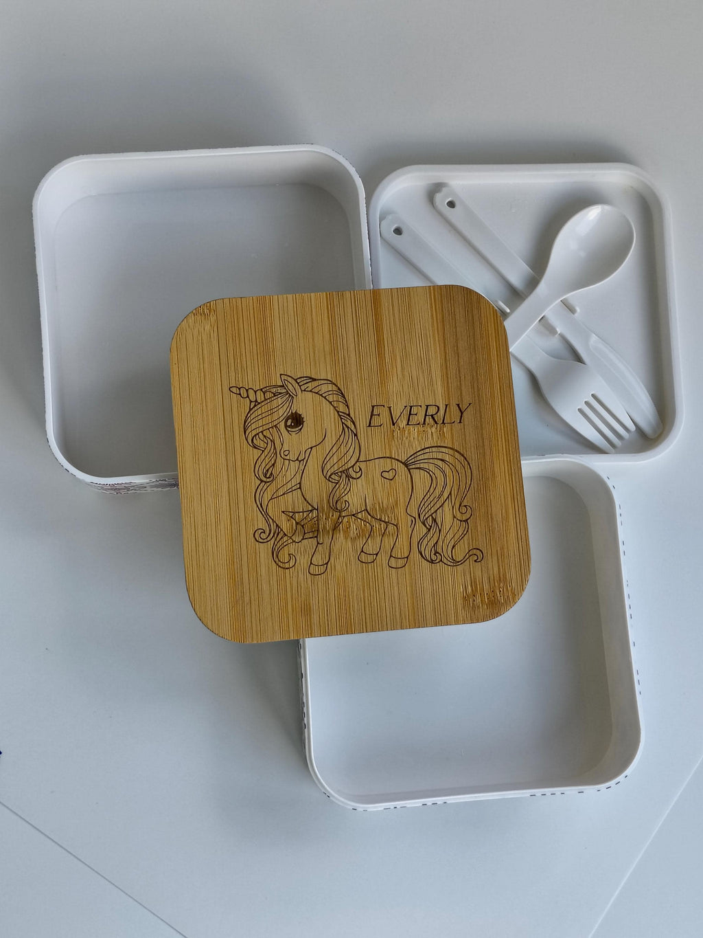 Custom Laser Engraved Bamboo top Bento Box - great gift for kids and adults - personalized gift - custom lunchbox