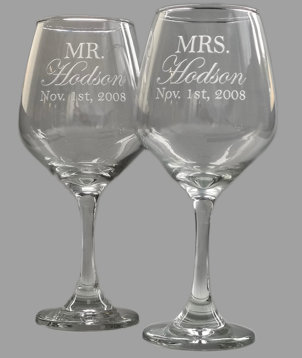 Personalized Mr. and Mrs. wine glasses