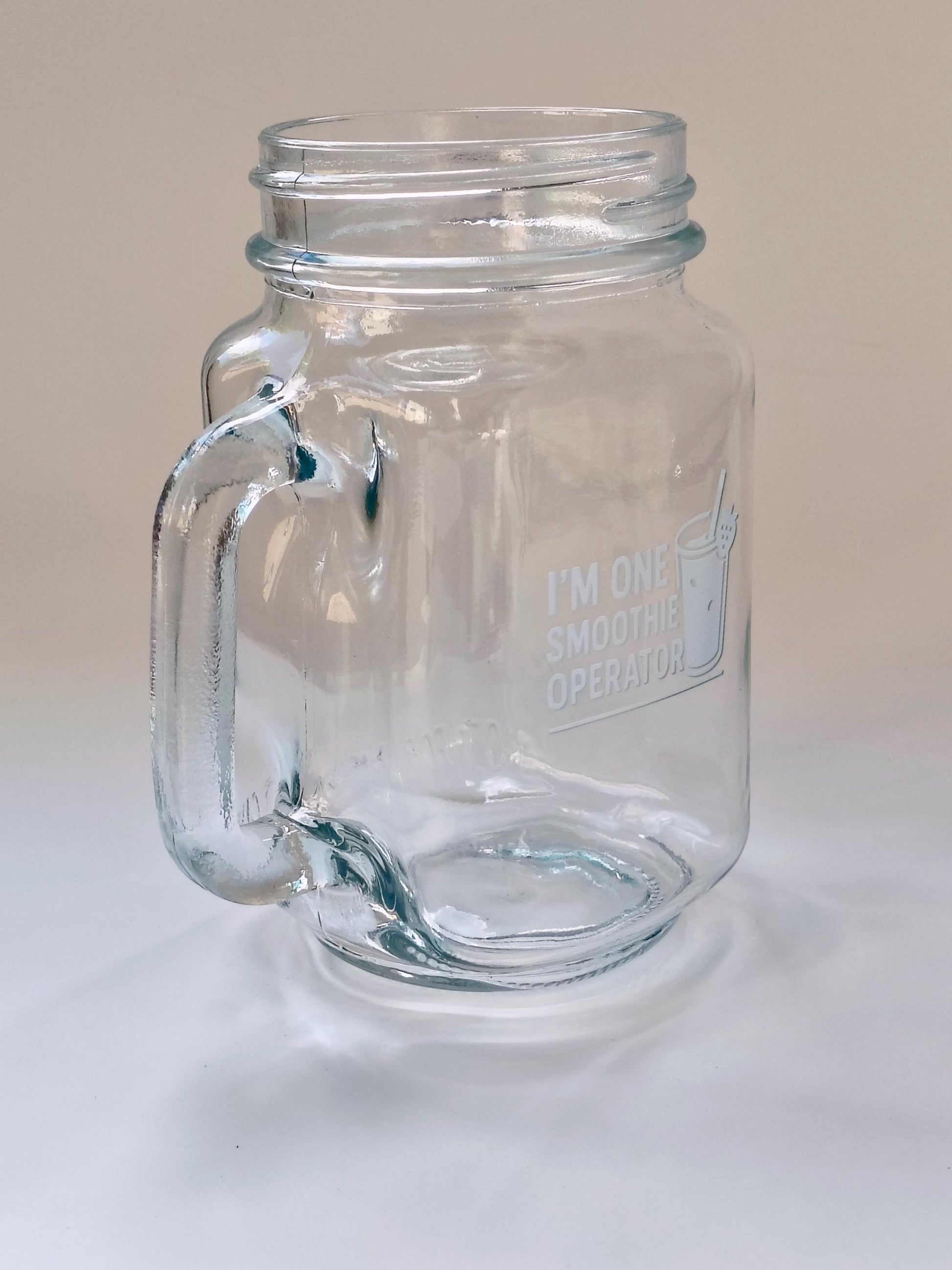 Personalized Mason Jar Glass with Handle  Custom Engraved Glass Mug  Wedding Favors, Gifts, Logo, Name, or Design  UV Laser Etched Glass