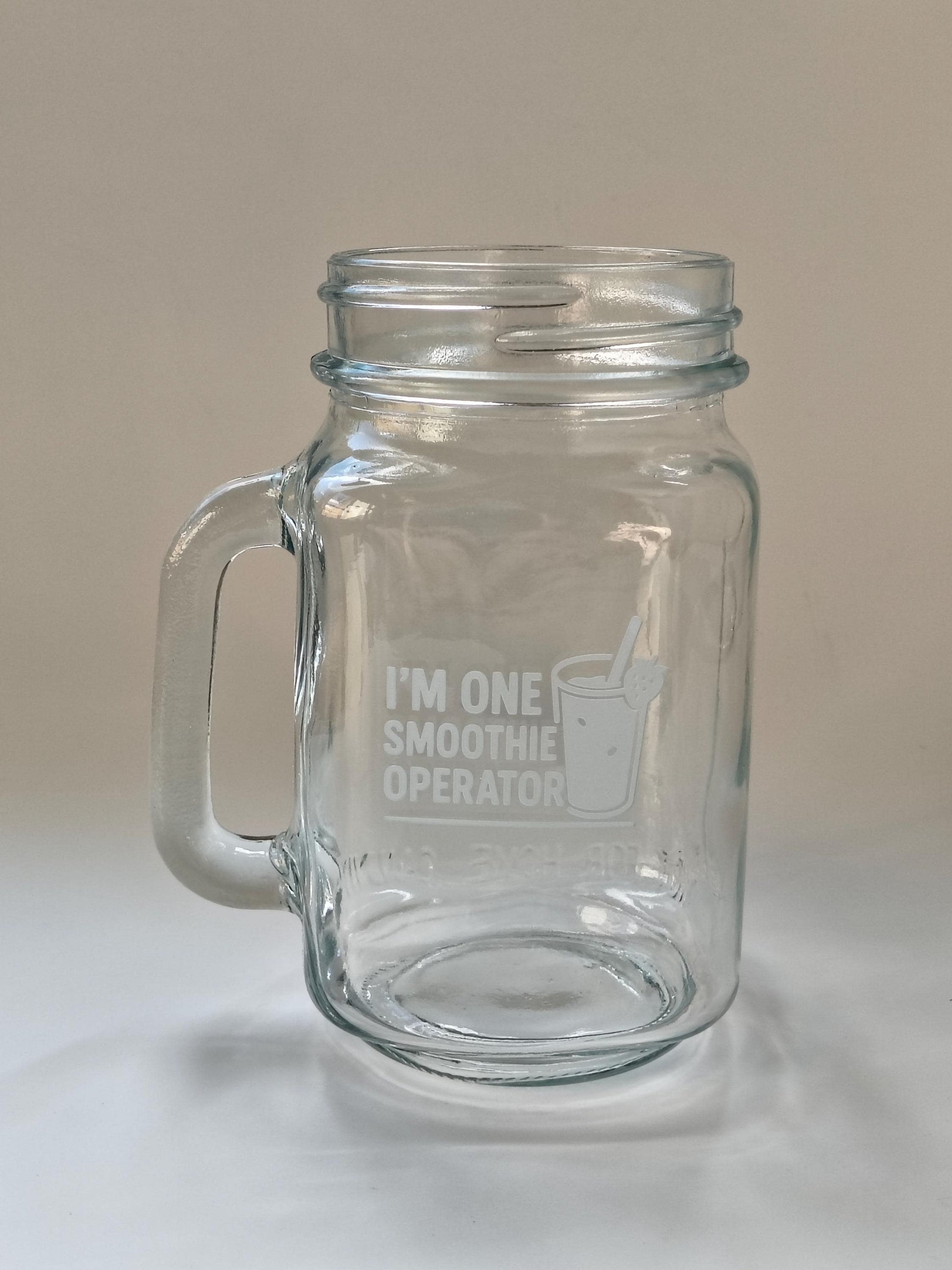 Personalized Mason Jar Glass with Handle  Custom Engraved Glass Mug  Wedding Favors, Gifts, Logo, Name, or Design  UV Laser Etched Glass